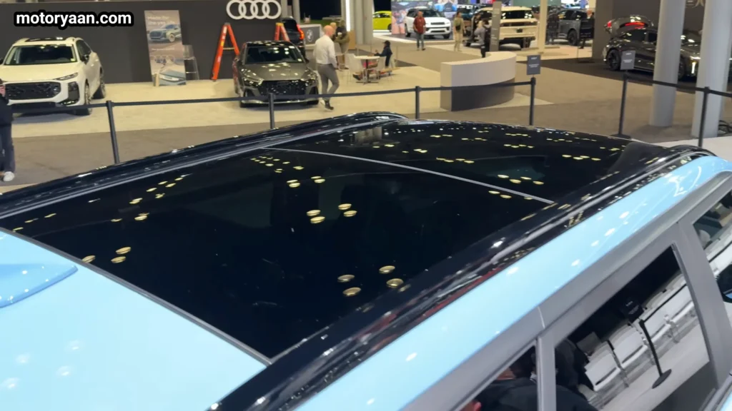 2027 Kia Seltos X Line panoramic sunroof glass roof interior view