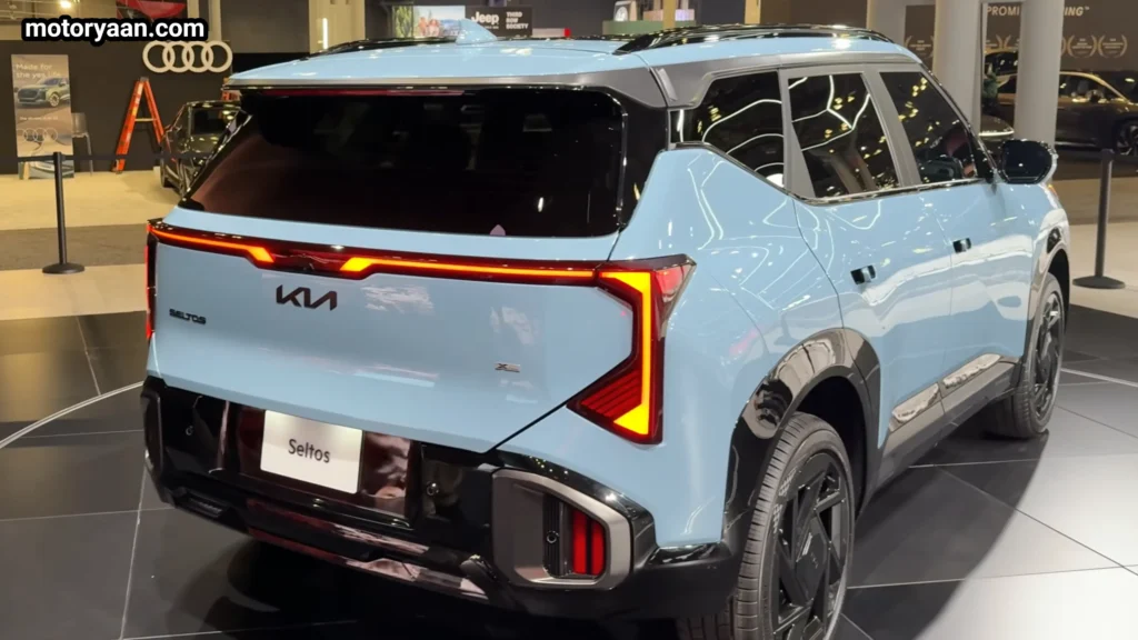 2027 Kia Seltos X Line rear three quarter view showing side and rear design