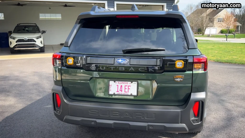 2026 Subaru Outback Wilderness rear profile with LED tail lights and bumper