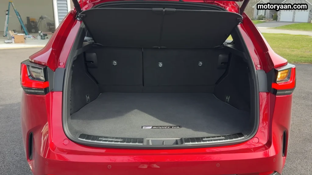 2026 Lexus NX 350h F Sport boot space cargo capacity view