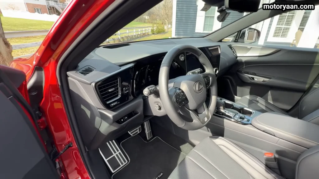 2026 Lexus NX 350h F Sport dashboard steering wheel and center console