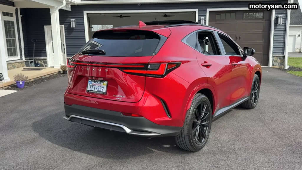 Lexus NX 350h F Sport rear profile with full width LED tail lights