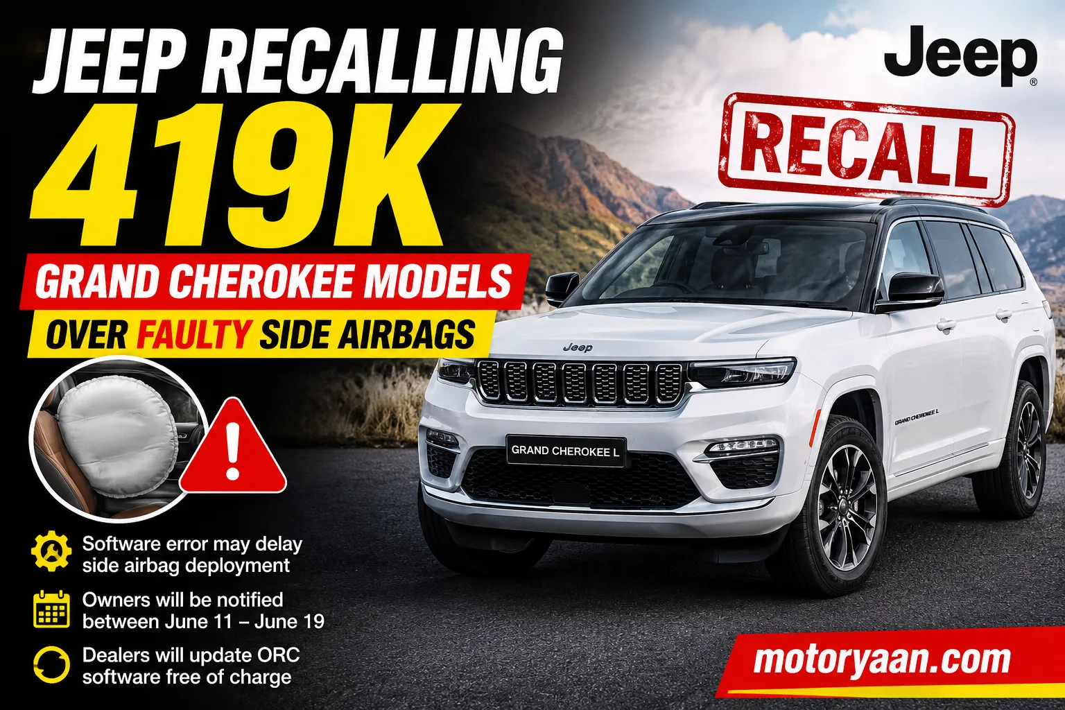 Jeep Recalls Over 419,000 Grand Cherokee