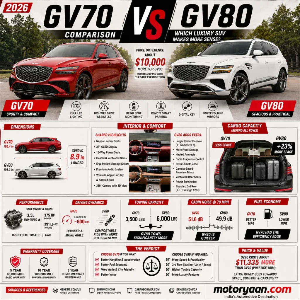 2026 Genesis GV70 vs GV80 Comparison