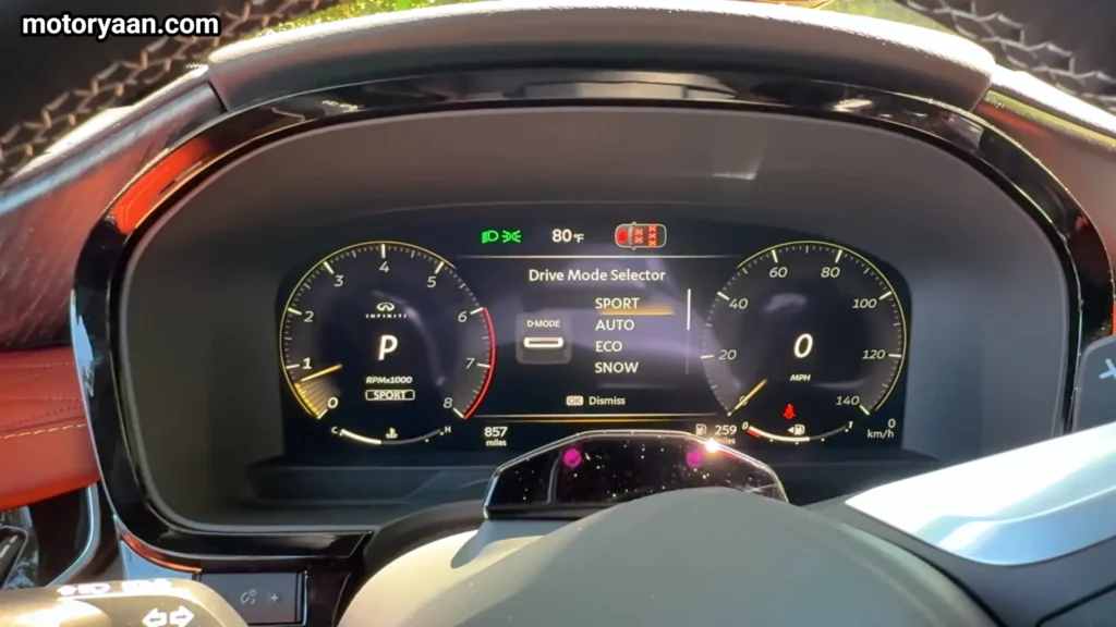 2027 Infiniti QX65 digital instrument cluster display