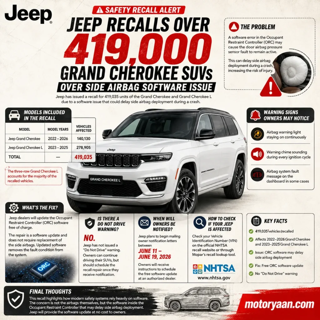 Jeep Recalls Over 419,000 Grand Cherokee