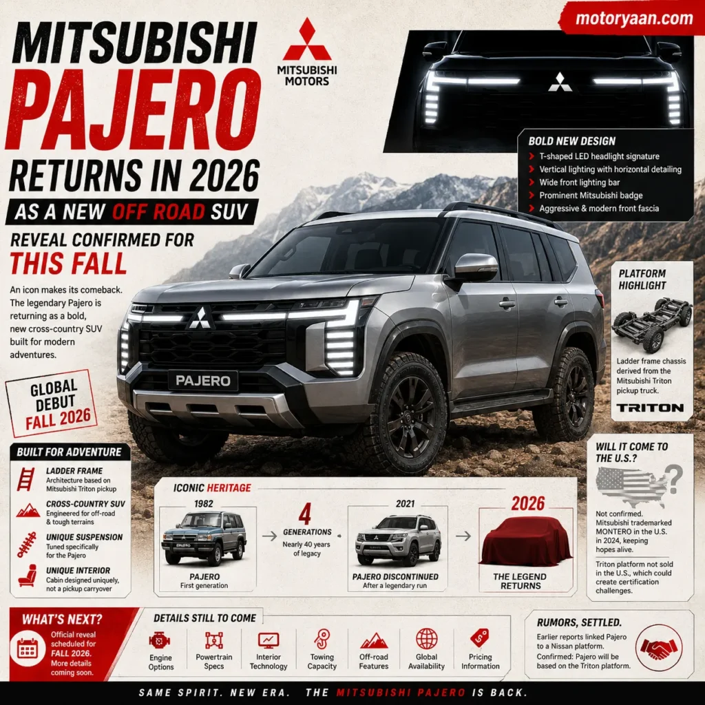 Mitsubishi Pajero Returns in 2026