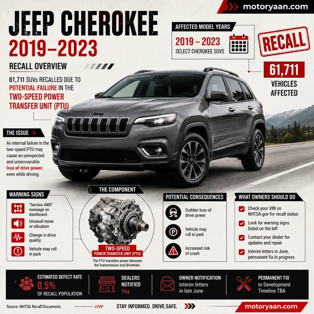 Jeep Recalls Over 61,000 Cherokee