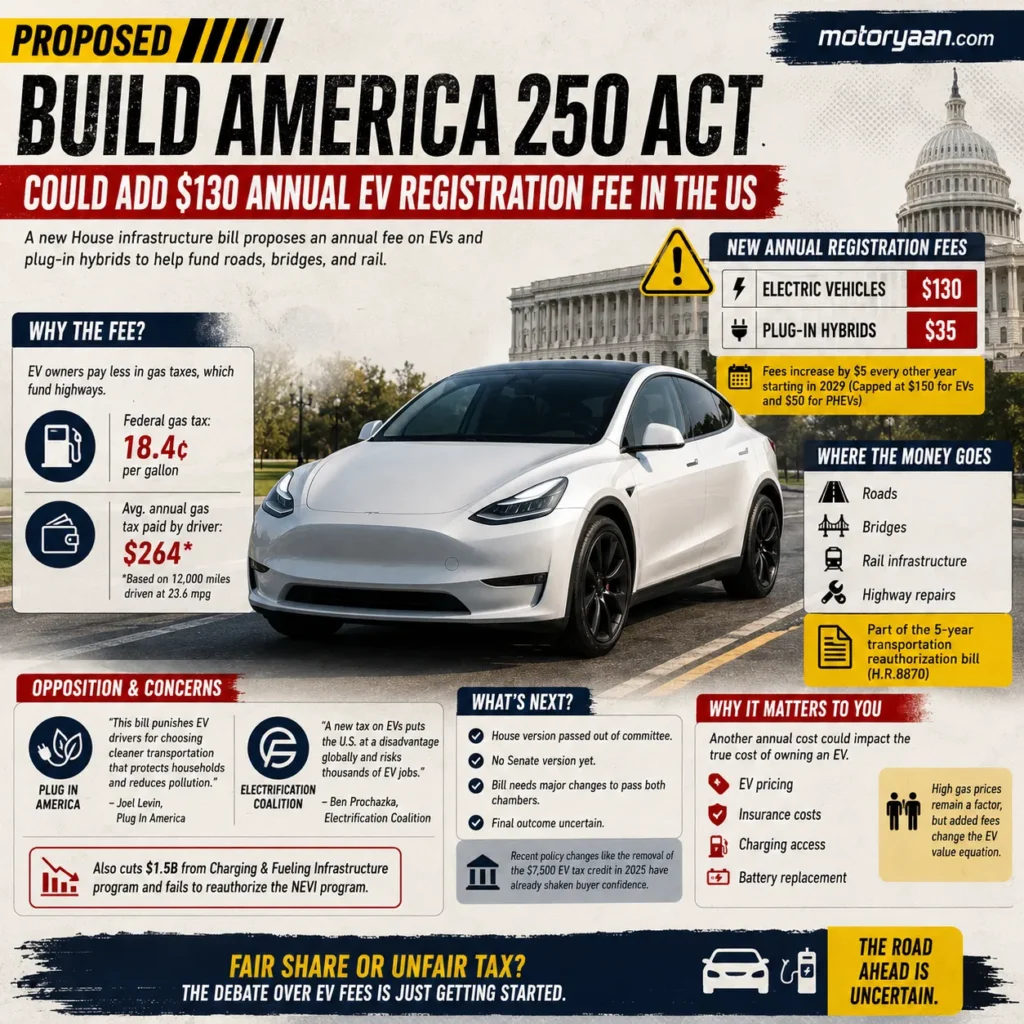 $130 Annual EV Registration Fee in the US