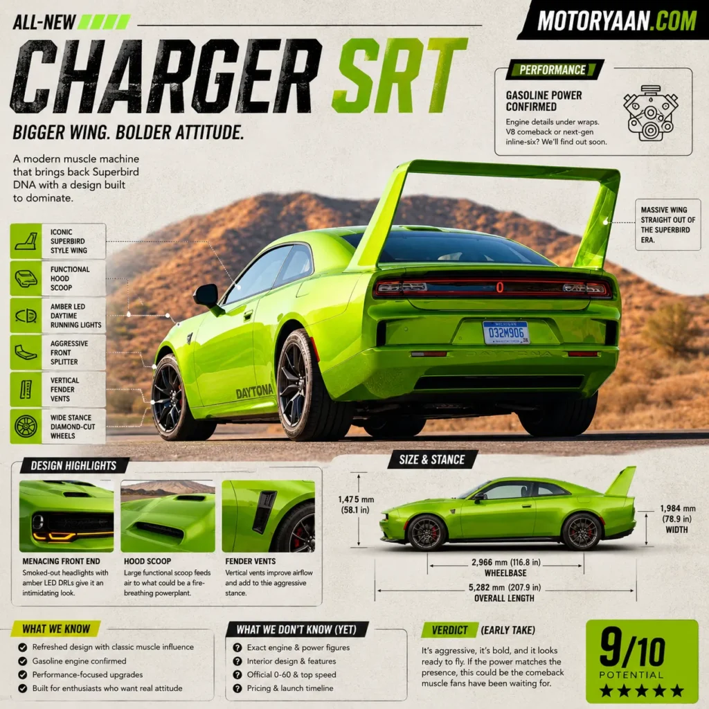 Charger SRT Spotted With Massive Superbird Style Wing