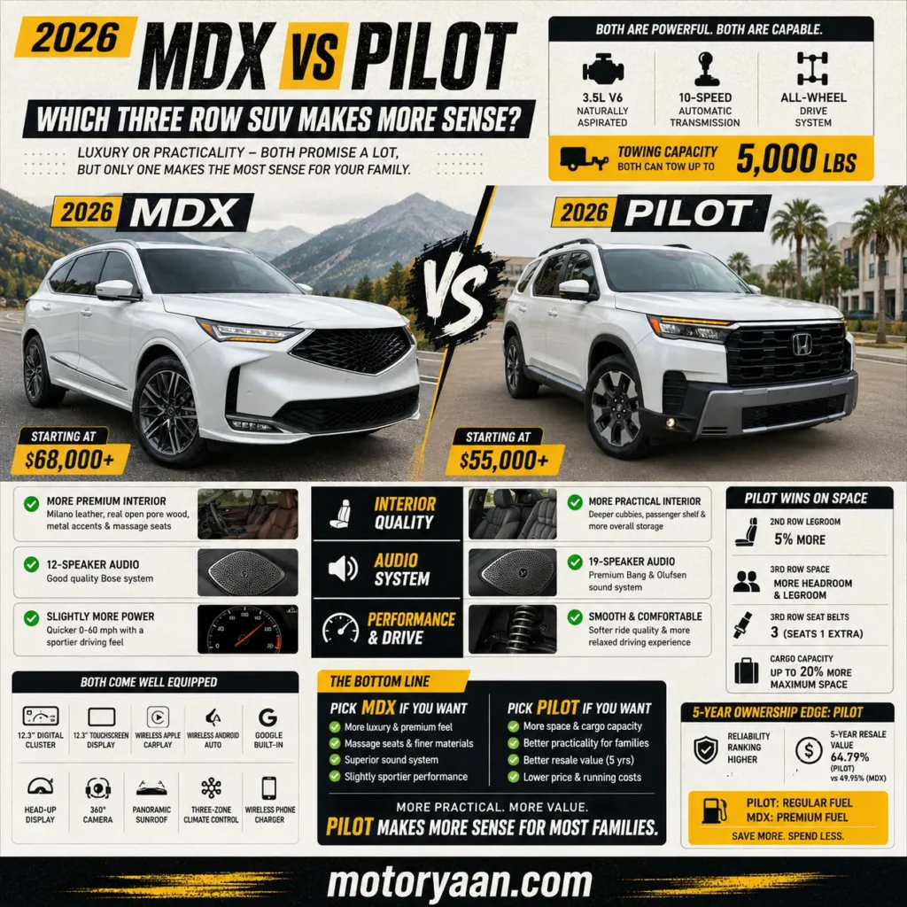 2026 Acura MDX vs 2026 Honda Pilot