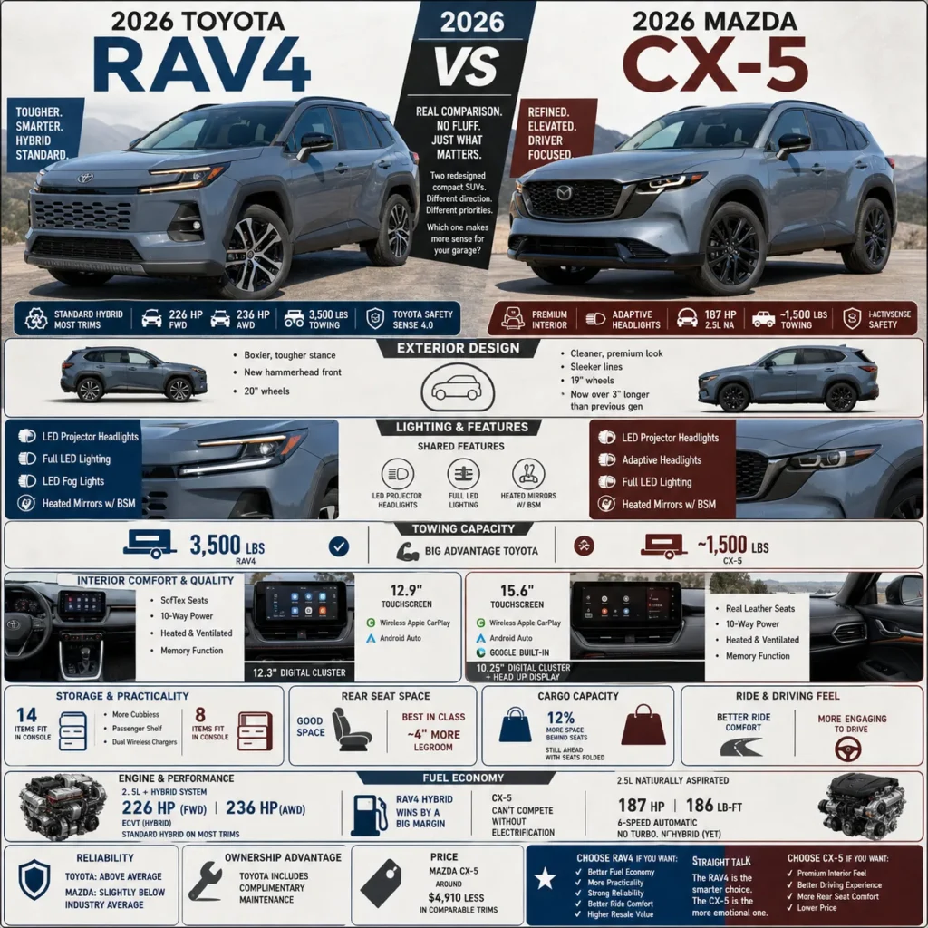 2026 Toyota RAV4 vs 2026 Mazda CX 5
