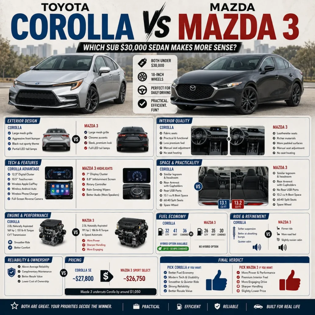 2026 Toyota Corolla vs Mazda 3