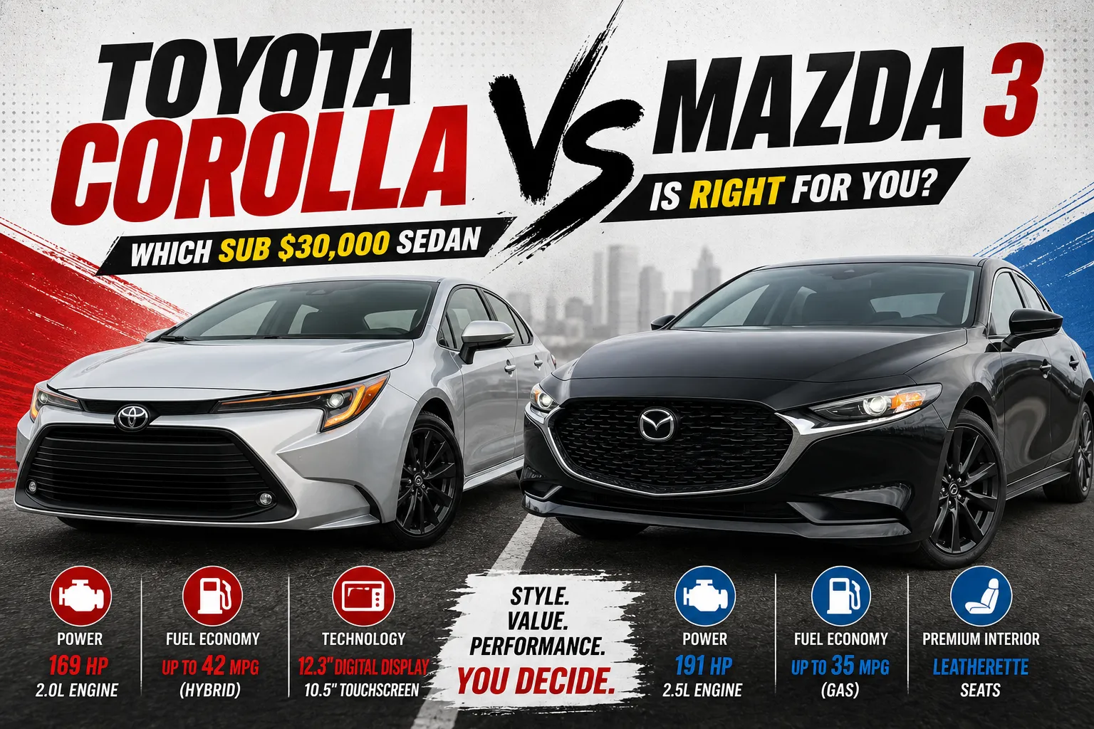 2026 Toyota Corolla vs Mazda 3