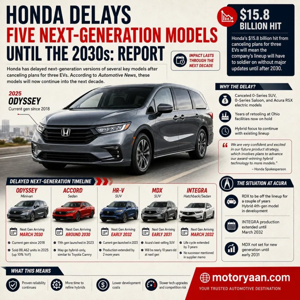 Honda Delays Next Generation Odyssey, Accord, HR-V, MDX and Integra Until 2030s