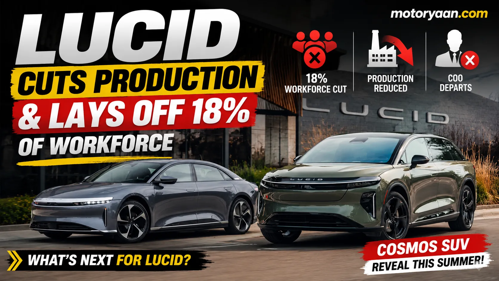 Lucid Cuts Production and Lays Off 18 Percent of Workforce