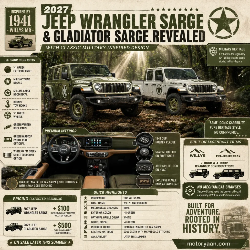 2027 Jeep Wrangler Sarge and Gladiator Sarge
