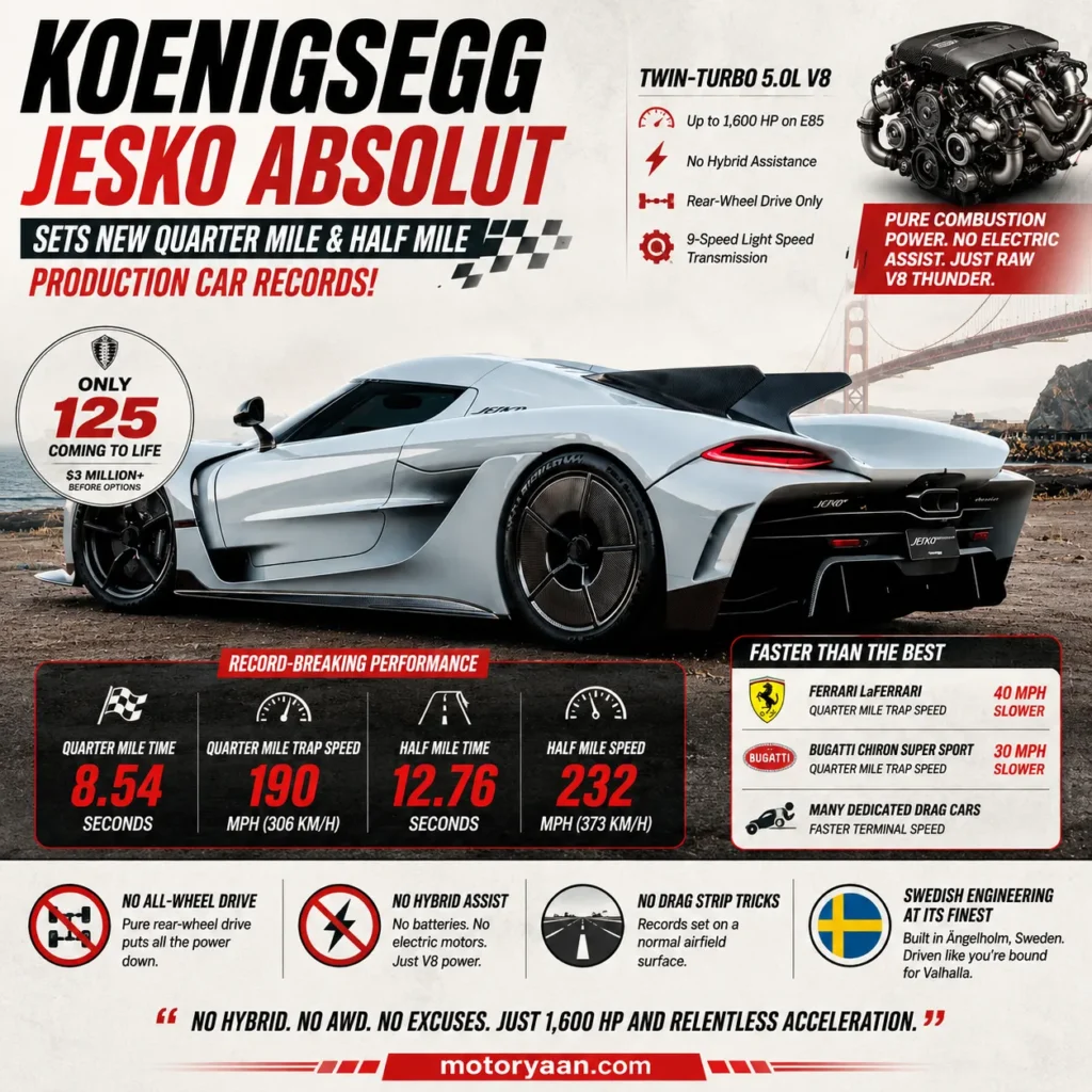 Koenigsegg Jesko Absolut Quarter Mile Record