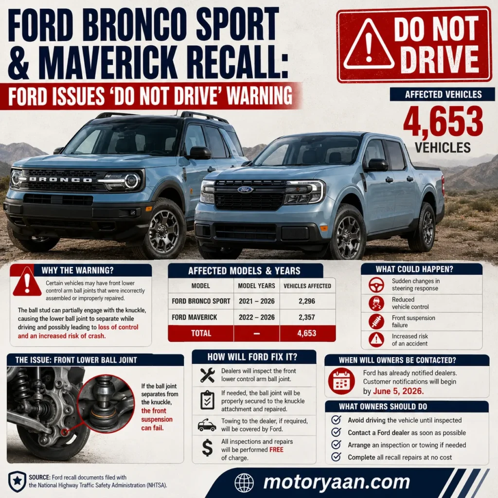 Ford Bronco Sport and Maverick Recall