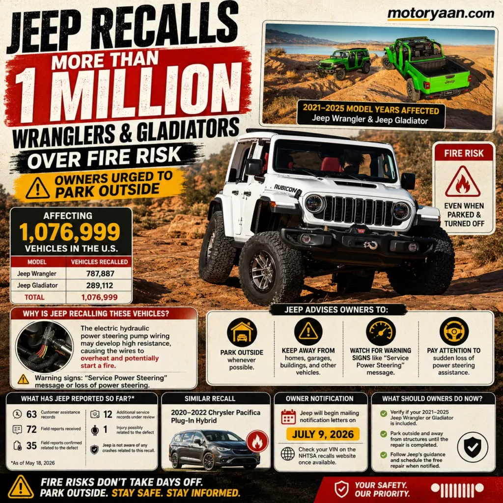 Jeep recalls 1 million Wranglers and Gladiators