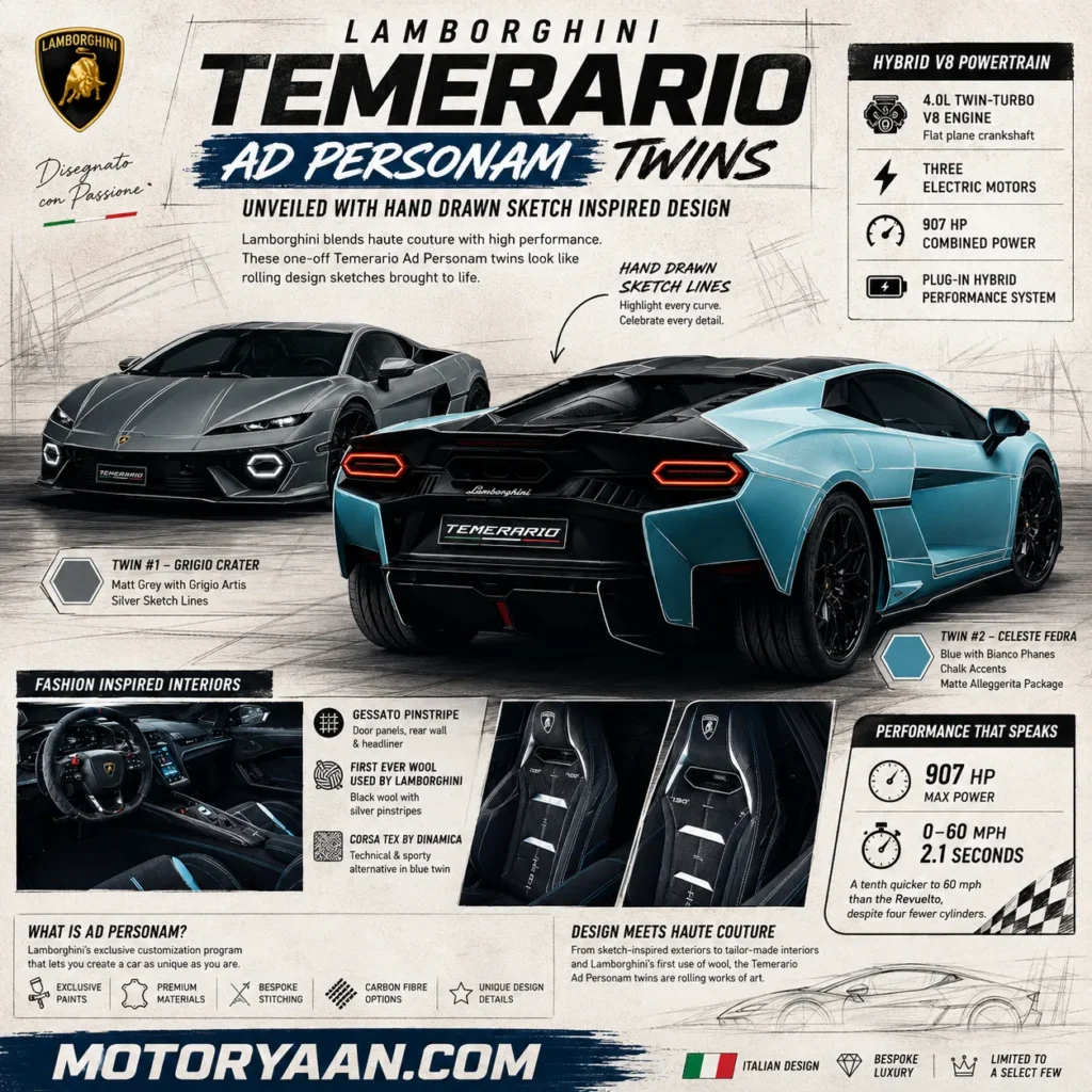 Lamborghini Temerario Ad Personam Twins Unveiled With Hand Drawn Sketch Inspired Design