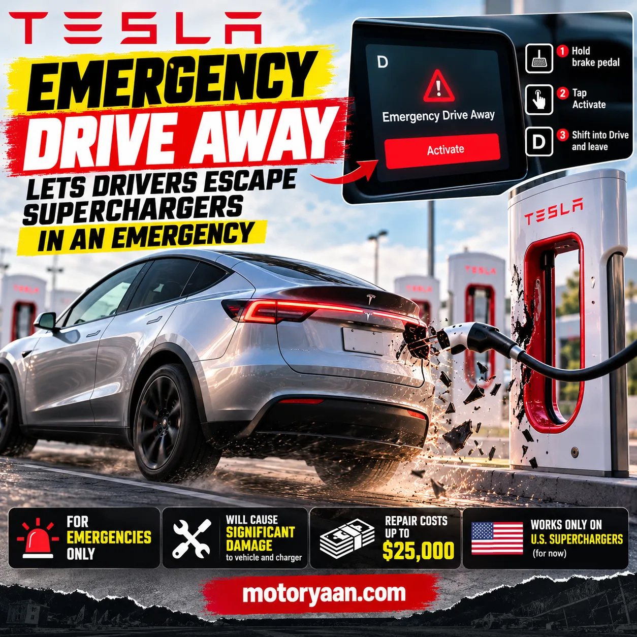 Tesla Emergency Drive Away
