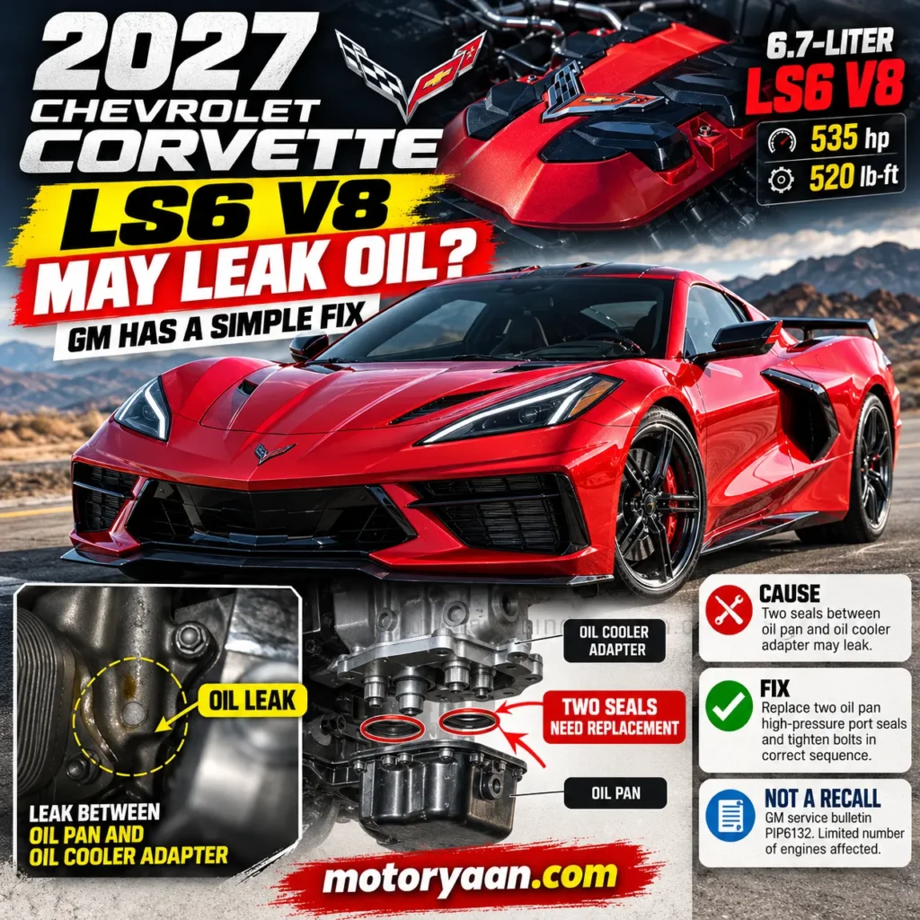2027 Chevrolet Corvette LS6 V8 oil leak