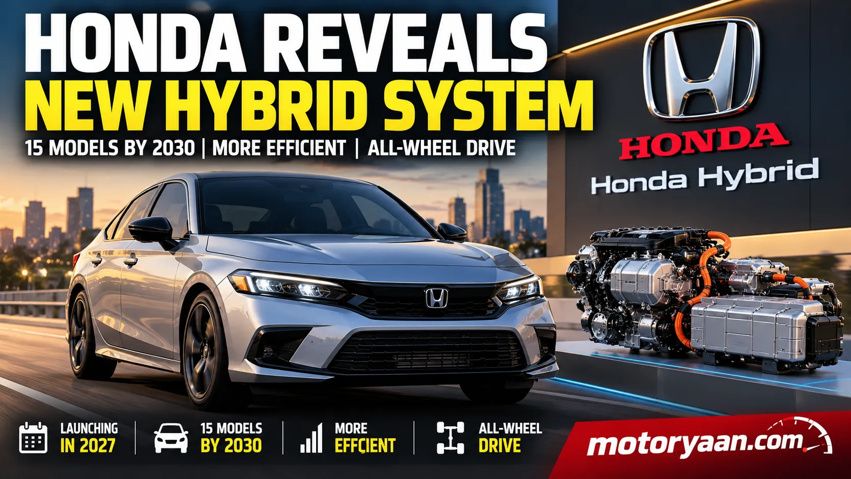 Honda Civic Hybrid prototype showcasing the automaker's next-generation hybrid technology.